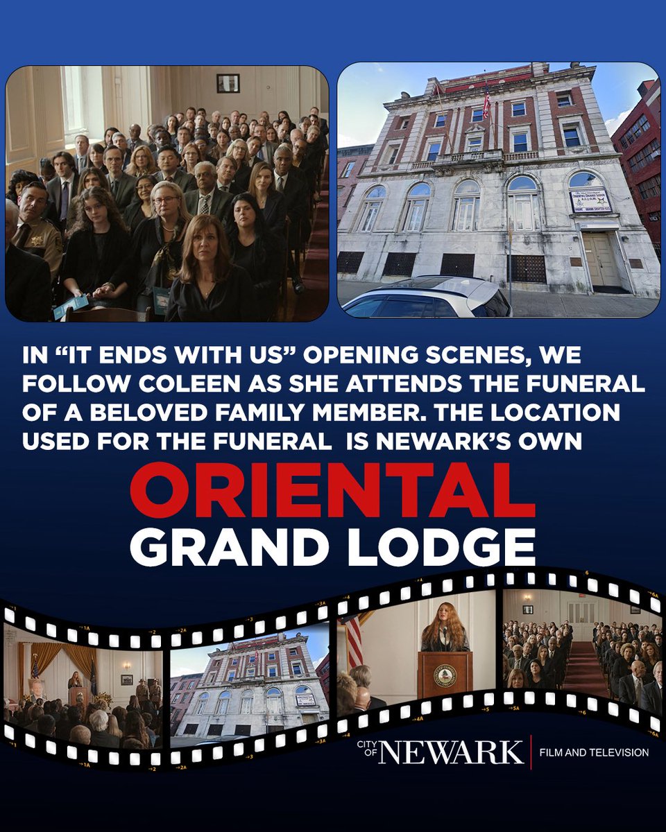 Did you know the popular 2024 film, It Ends With Us, starring Blake Lively filmed scenes in Newark,NJ?

The production team used the Oriental Lodge located downtown at 31 Fulton Street. 📍🎬