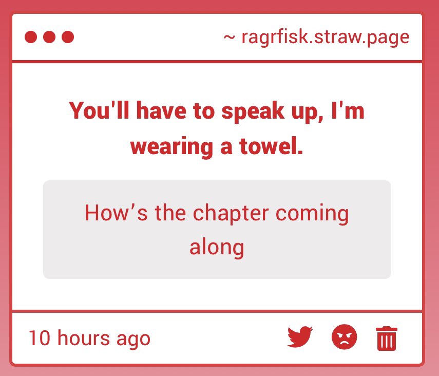 I’d say it’s about halfway! I have zine stuff and commissions and work has been a little crazy still, so it’s slow going.