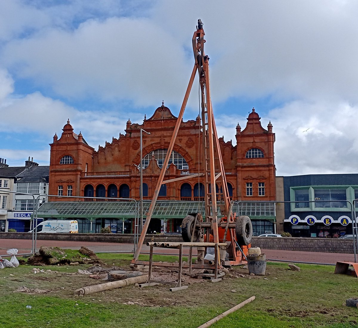 Lovely bracing breeze in Morecambe this afternoon.....and the first signs of Eden Project North have appeared....