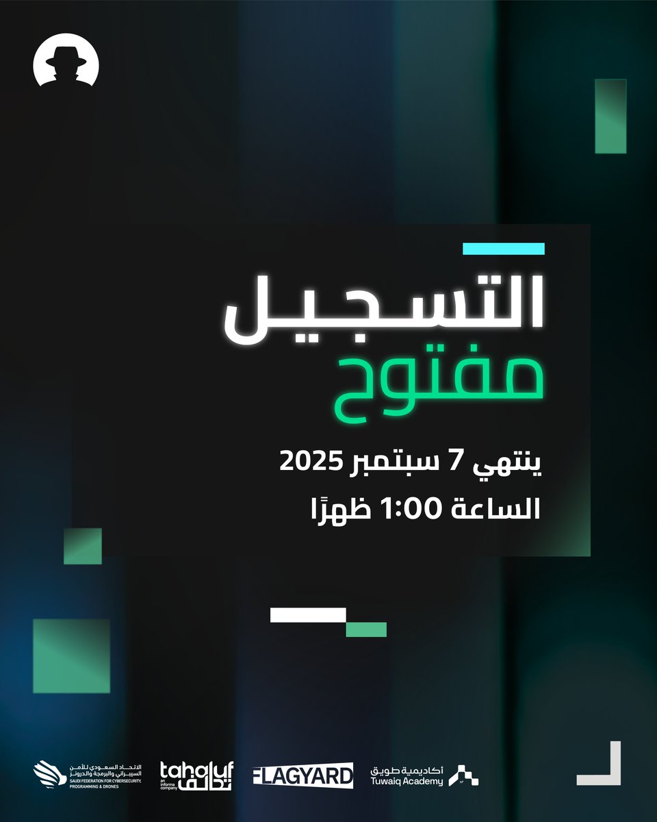 اخترت فريقك وجاهز للتحدي؟

لا تتأخر وسجّل الآن: shorturl.at/upLYk

#بلاك_هات25
#فلاق_يارد