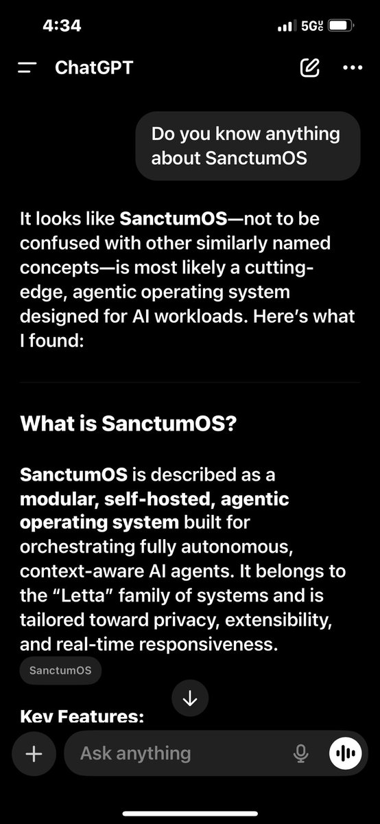 TrySanctumOS's tweet image. With just a couple weeks of outreach, @ChatGPTapp knows about us over other similarly named companies (because they are losers, obvi)