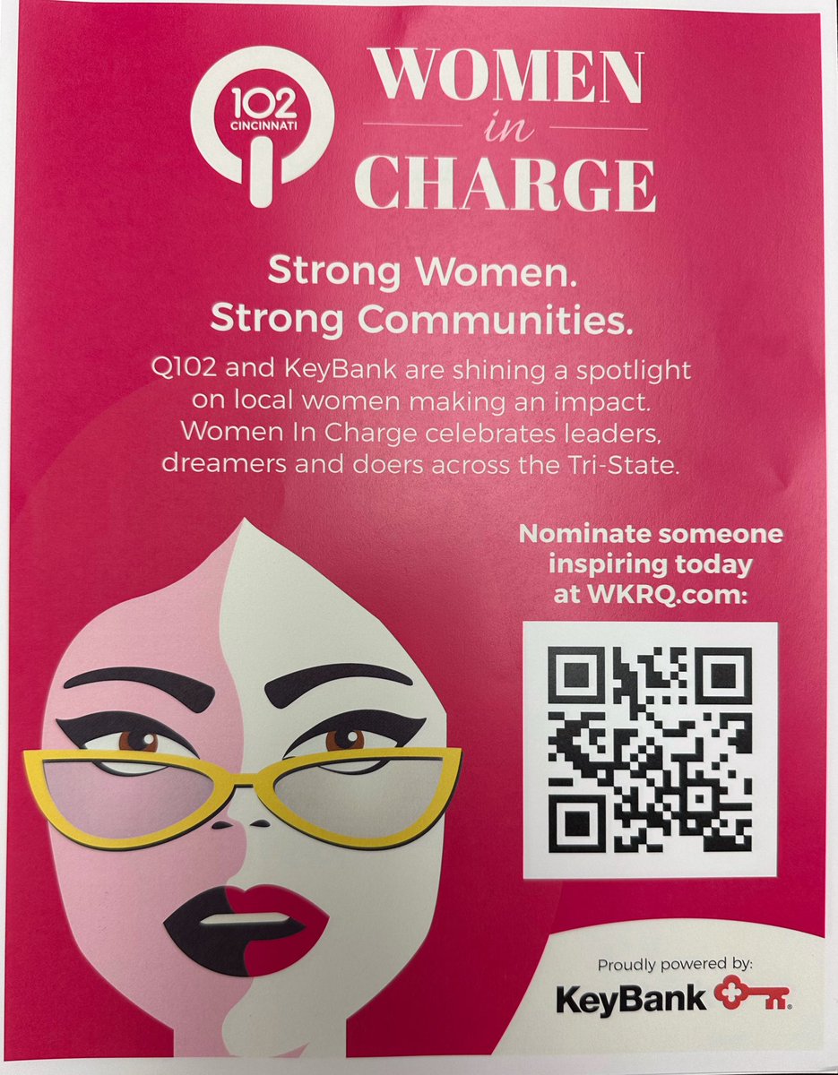 Key Bank and Q102 are partnering to celebrate local women making an impact in Cincinnati. Nominate someone today via the QR code below! <a href="/keybank/">KeyBank</a> #iamkey