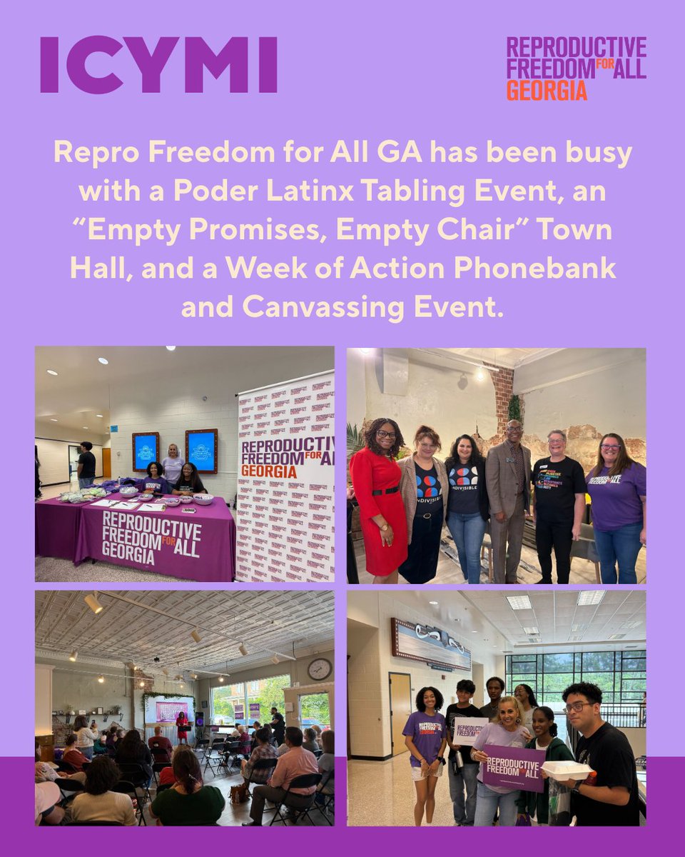 Repro Freedom for All GA has been busy this August recess! With a Poder Latinx Tabling Event, an “Empty Promises, Empty Chair” Town Hall, and a Week of Action Phonebank, our members are making their voices HEARD. 

Don't miss out, join us ⬇️!

act.reproductivefreedomforall.org/a/get-involved…