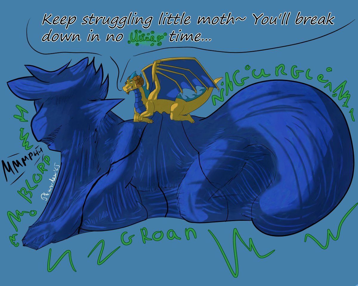 ptarodex's tweet photo. A gift art for Accadurosoce on FA (Go and give them a follow!)

Ptarodex likes to toy with regular sized food by making himself smaller than his prey leading to tight situations like this one, a moth turned into dragon fat soon...

#vore #voreart #dragon #nsfw #oralvore https://t.co/VmFj9Psac3
