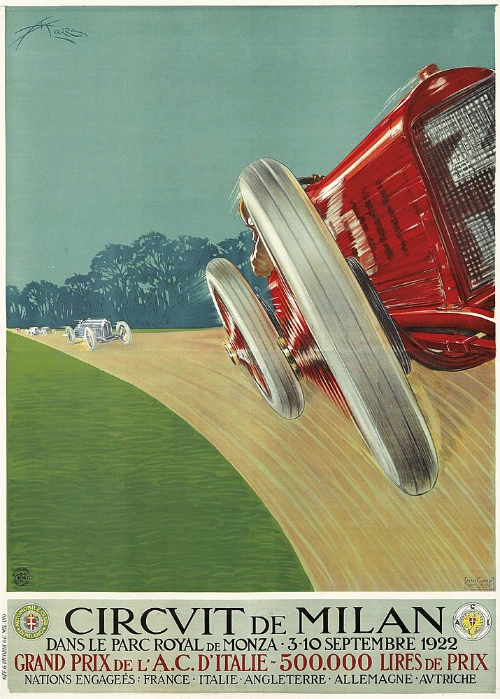 Se acerca el Gran Premio de Italia en el Parco Reale di Monza.

El Autodromo Nazionale se viste de gala y nosotros vamos a hacer un HILO por sus distintos trazados y evoluciones.

Aquí tenemos, el cartel oficial del primer Gran Premio de Italia en Monza en 1922.

Empezamos el🧵