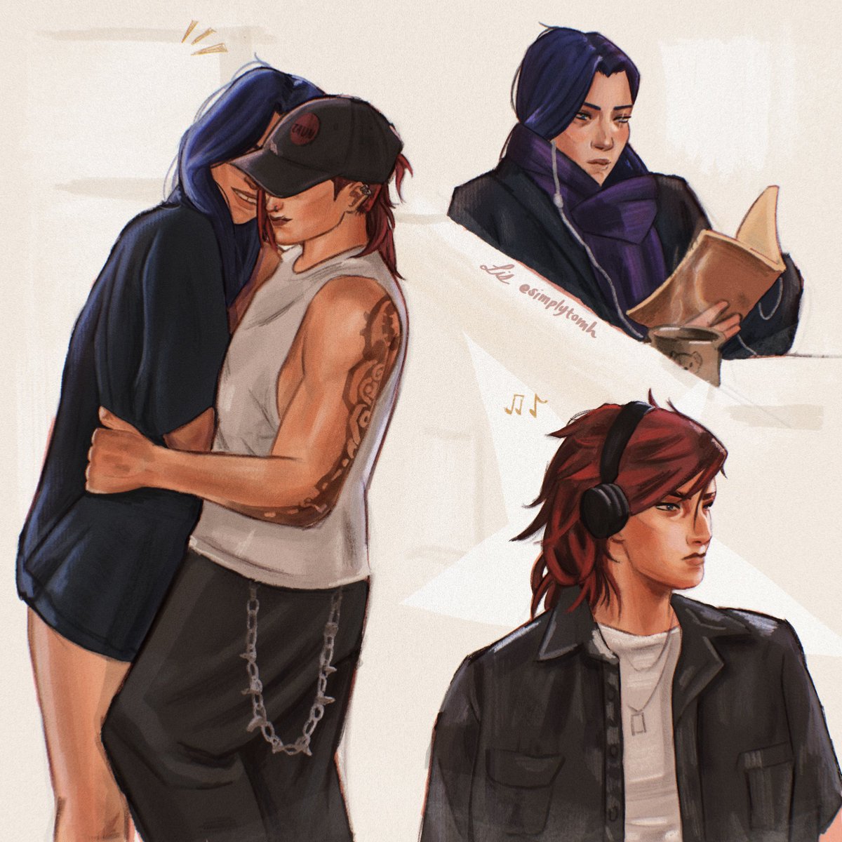 modern au doodles #caitvi