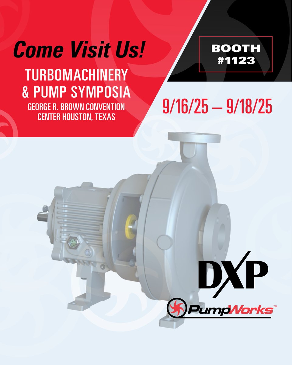 DXP_Enterprises's tweet image. 🚨 Countdown to #TPS2025: 12 days! DXP is bringing pump innovation + repair solutions to Houston. 📍 Booth 1123 | Sept 16–18 Let’s talk reliability, performance &amp;amp; what’s next. #DXPEnterprises #PumpTech #IndustrialSolutions #HoustonEvents