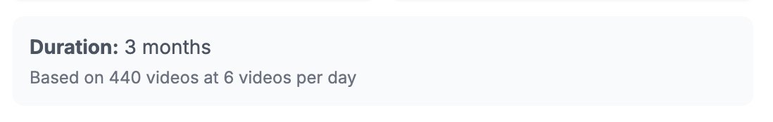 Spread out across 5 accounts. 
6 videos a day for 3 months. 

Which brings an end to the year of my marketing efforts. 

Thank you again, carosnap.