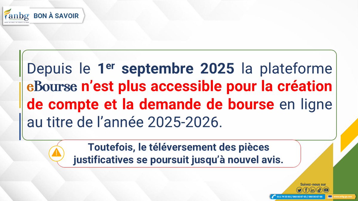 [BON À SAVOIR] 🔔

📱060008765 / 060008766 📞 011745593

Rejoignez notre chaîne WhatsApp :
🔗 whatsapp.com/channel/0029Va…

#ANBG
#anbggabon