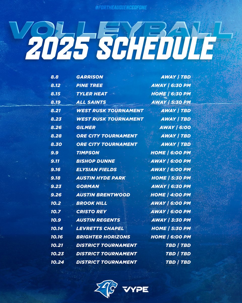 Mark your calendar... the 2025 volleyball schedule is here!
#fortheaudienceofONE
