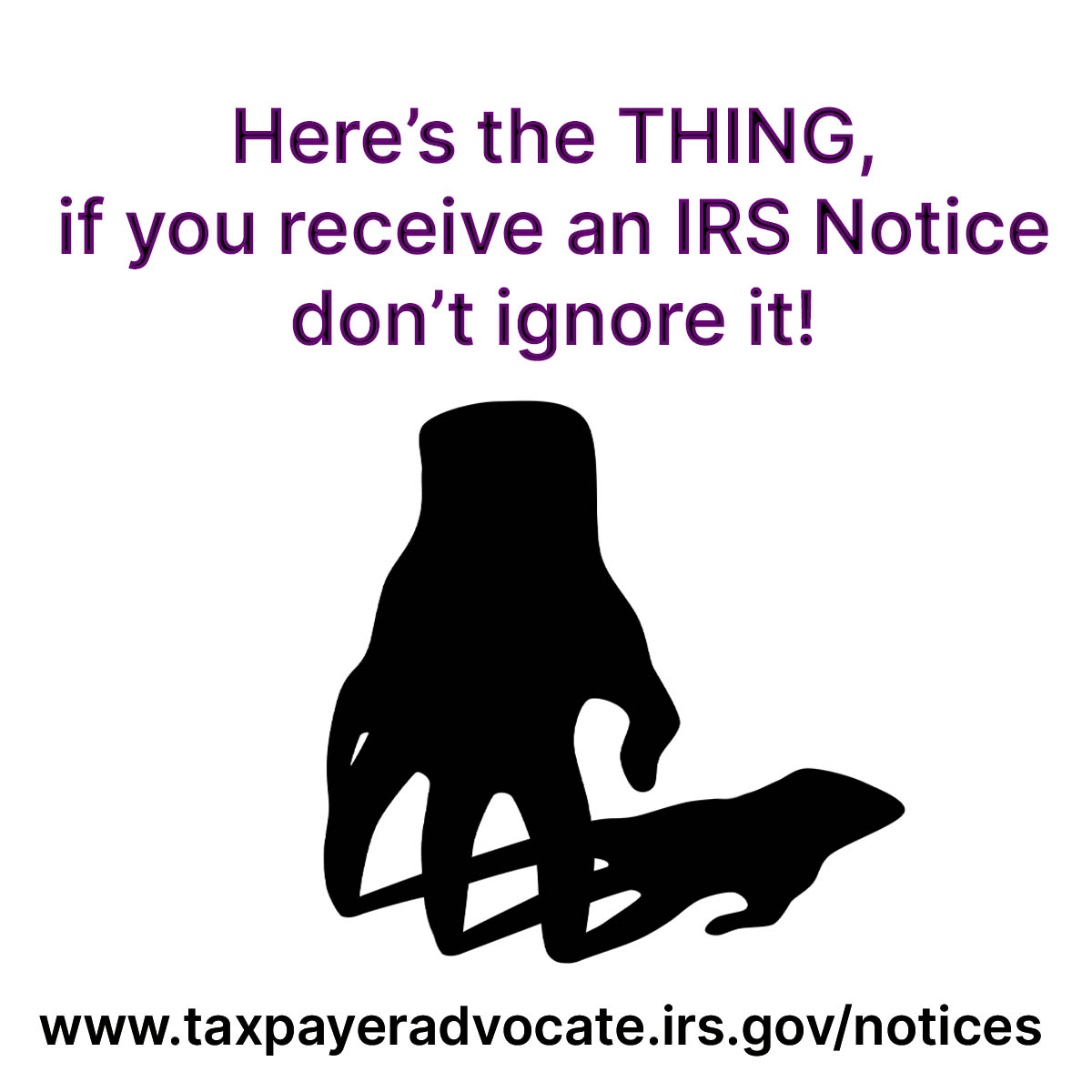 YourVoiceAtIRS's tweet photo. IRS Notices don't need to feel mysterious or spooky, #TAS has all the info you need to take on why you received a notice and what steps you need to take to resolve your issue. https://t.co/UFIGuFD7cq #Wednesday https://t.co/50G8uiLImN