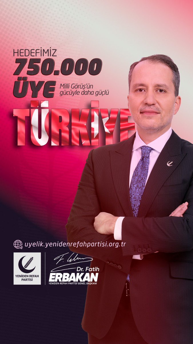Mehmet Altınöz (@mehmedaltinoz) on Twitter photo 🇹🇷 750.000 ÜYE HEDEFİNE ADIM ADIM!  
📢 Milli Görüş’ün gücüyle daha güçlü bir TÜRKİYE için şimdi tam zamanı!
✅ Hedefimiz büyük, davamız kutlu, yolumuz açık!  
🤝 Her yeni üye, adaletin, hakkın ve millet iradesinin daha gür sesi olacak!  
🌿 Yeniden Refah Partisi saflarında sen 🇹🇷 750.000 ÜYE HEDEFİNE ADIM ADIM!  
📢 Milli Görüş’ün gücüyle daha güçlü bir TÜRKİYE için şimdi tam zamanı!
✅ Hedefimiz büyük, davamız kutlu, yolumuz açık!  
🤝 Her yeni üye, adaletin, hakkın ve millet iradesinin daha gür sesi olacak!  
🌿 Yeniden Refah Partisi saflarında sen