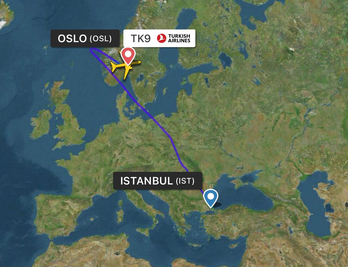 HavaSosyalMedya's tweet photo. Türk Hava Yolları'nın #TK9 İstanbul – Los Angeles seferini gerçekleştiren TC-JJN tescilli Boeing 777 tipi uçak, henüz bilinmeyen bir nedenden dolayı Oslo’ya divert etti.
Detaylar geldikçe paylaşmayı sürdüreceğiz. https://t.co/L1MwzQpFiy