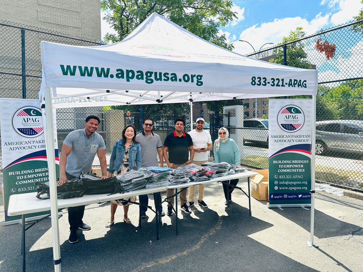 Tomorrow is the first day of school, and we made sure that students are ready for a fantastic year! Our team donated over 400 backpacks &amp; school supplies to students at Tall Oak Playground. Thanks to <a href="/APAGUSA/">American Pakistani Advocacy Group</a>, <a href="/NYPD111Pct/">NYPD 111th Precinct</a>, &amp; every org that partnered to make our event successful!