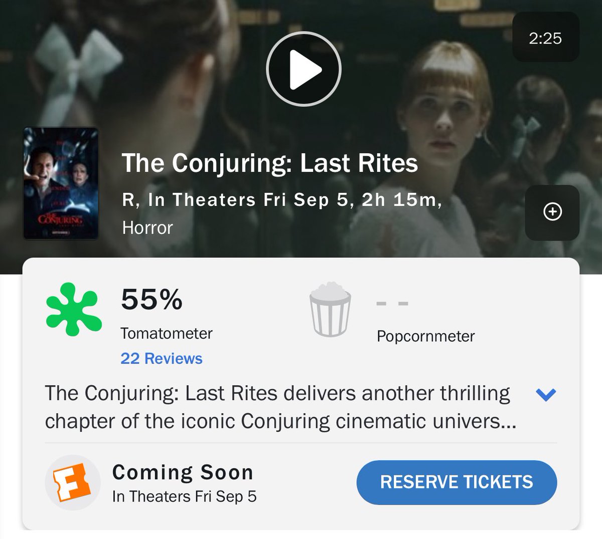 HollywoodHandle's tweet image. ‘THE CONJURING: LAST RITES’ debuts with an 55% score on Rotten Tomatoes 🍅 

Lowest score between ‘The Conjuring’ films.

Read our review: bit.ly/ConjuringTHH