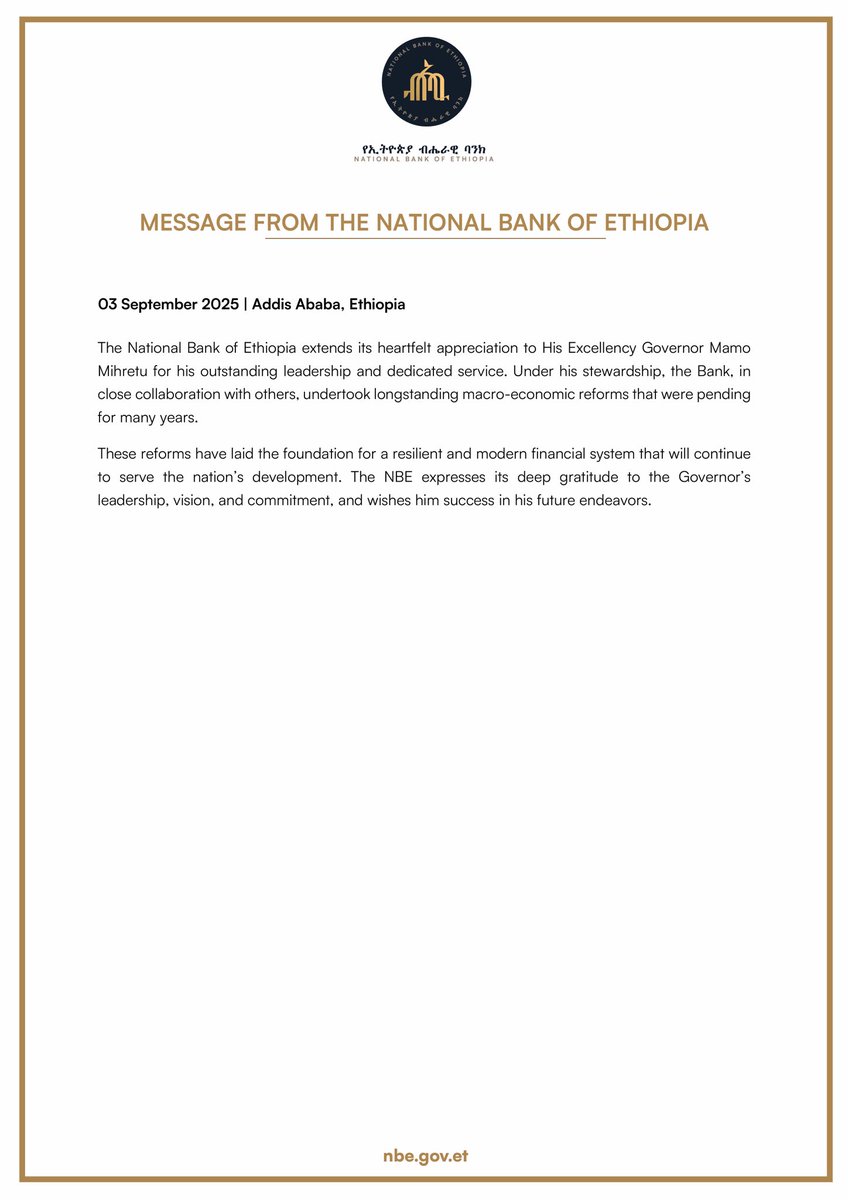 National Bank of Ethiopia tweet media