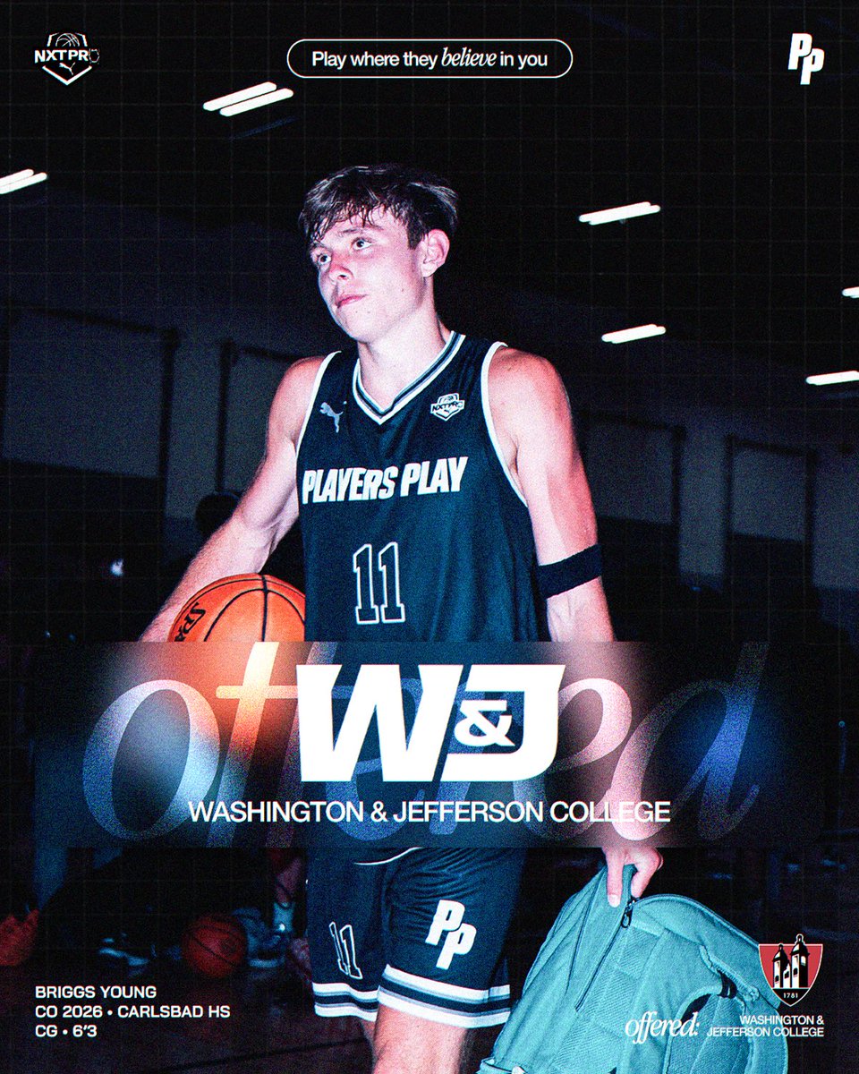 Washington and Jefferson College has offered 2026 Carlsbad Briggs Young. 

Thank you Coach Stewart-Smith and Coach Bonnaure for believing in him. 

<a href="/wjhoops/">W&J Men's Basketball</a> <a href="/briggsyoung07/">Briggs Young</a> <a href="/CbadHoops/">Carlsbad Basketball</a> <a href="/CoachAllardCHS/">Clark Allard</a> <a href="/FullTimeHoops1/">Aaron Burgin</a> <a href="/NxtProHoops/">NXTPRO Hoops</a>