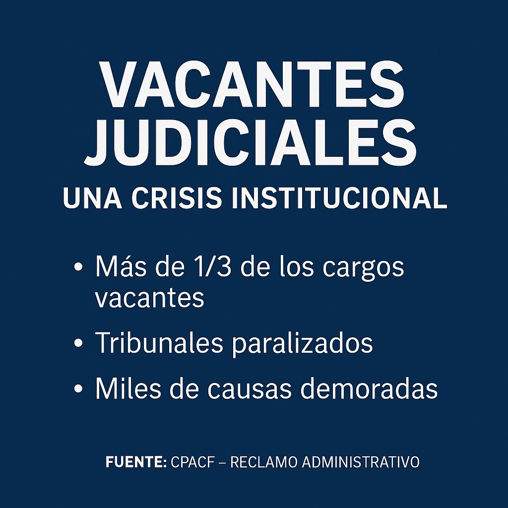 1️⃣

⚖️ La Justicia no puede funcionar a medias.

El Poder Ejecutivo tiene la obligación constitucional de cubrir las vacantes judiciales.

Hoy, la parálisis en los nombramientos afecta la vida institucional y el acceso a la justicia.