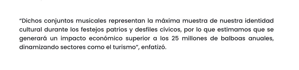 Según Robinson, financiar las bandas independientes con un % del PIB, va generar un movimiento de 25 millones anuales. Ya no tienen que abrí la mina.