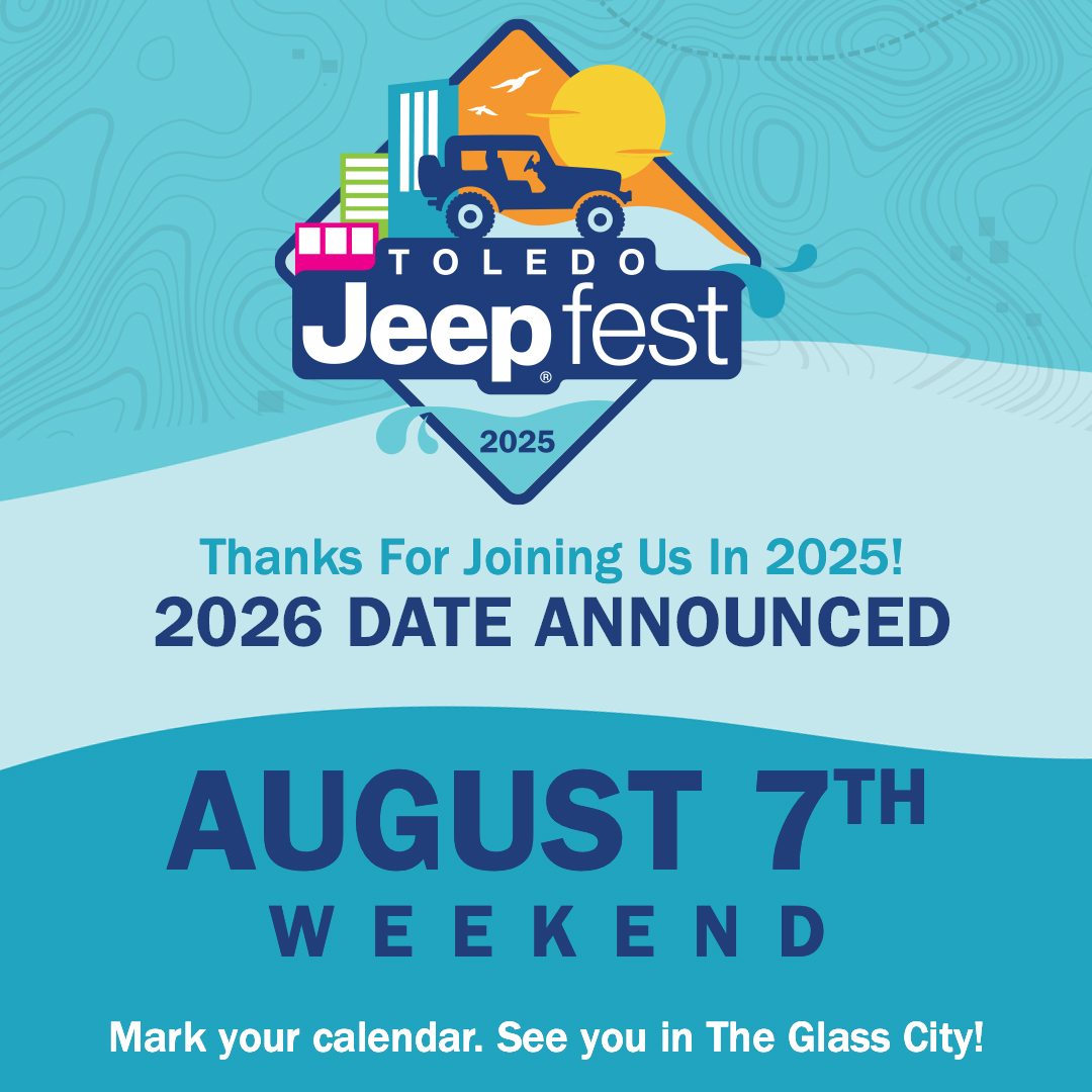 ToledoJeepFest (@toledojeepfest) on Twitter photo You wanted dates to plan your 2026 trek? You got 'em!
Toledo Jeep Fest is August 7-9 in 2026.
See you in <a href="/DowntownToledo/">Downtown Toledo</a>.
#tjf2025 #jeeplife You wanted dates to plan your 2026 trek? You got 'em!
Toledo Jeep Fest is August 7-9 in 2026.
See you in <a href="/DowntownToledo/">Downtown Toledo</a>.
#tjf2025 #jeeplife