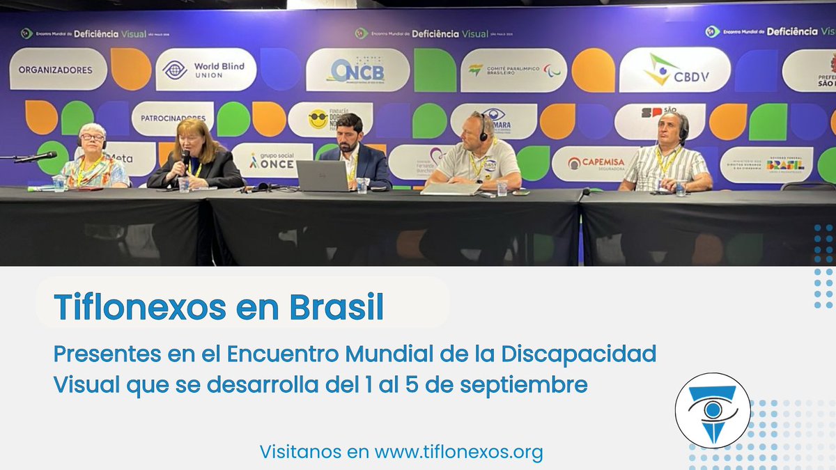 Tiflonexos en el Encuentro Mundial de la Discapacidad Visual 🌎👨🏻‍🦯
🇧🇷 Presentes en Brasil para este primer encuentro global que reúne a participantes de 190 países.
Pablo Lecuona, director de Tiflonexos, compartió la experiencia de nuestra organización con el Tratado de Marrakech