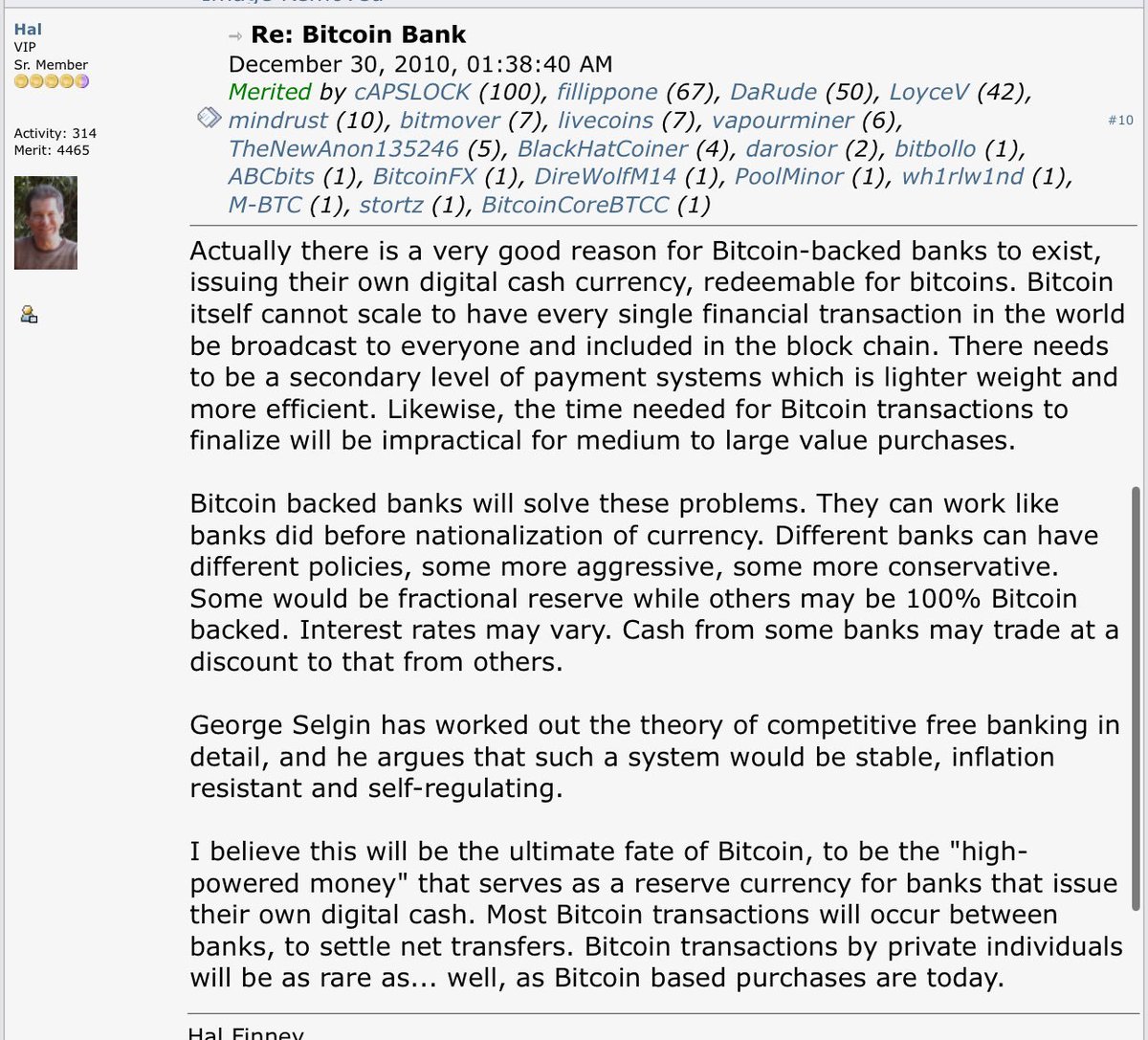 While some Bitcoiners now use this text to show how banksters is the endgame for Bitcoin (lol), <a href="/halfin/">halfin</a> actually predicted free banking systems like ChainCash / Basis we're going to have on Ergo. Now time to get operating unbanks! Join the revolution ergoforum.org/t/call-for-act…