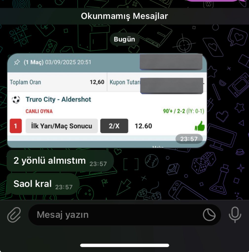 PRİME VİP ÜCRETSİZ GRUP 🔥

Kapanışı beklemeden  verdiğim maç beklenmedik şekilde tersine geldi ama alan aldı 🔥🔥

TEBRİK EDİYORUM AFİYET OLSUN ✅