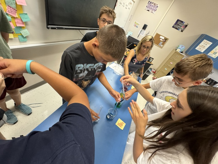 Science! Rainbows! Some of our 7 &amp; 8 grade scholars practiced measuring volume and following lab procedures today while building rainbows.