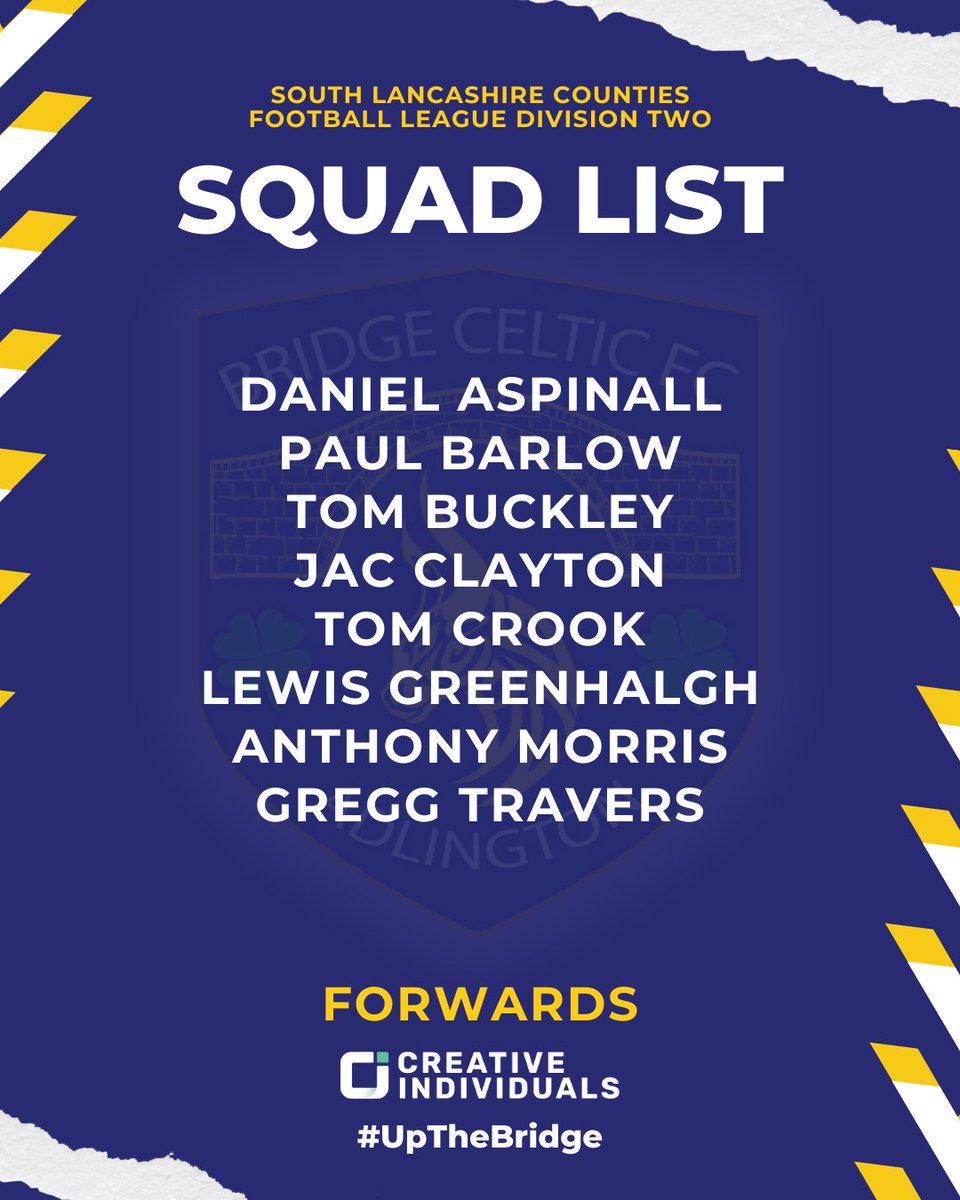 📋 Squad List 2025

We’re proud to announce the Bridge Celtic Squad for 2025! 

If you’re interested in joining Bridge Celtic, we’re always on the lookout for new talent. Send us a DM for more info!

As ever, proudly sponsored by Creative Individuals.

#BridgeCeltic #UpTheBridge