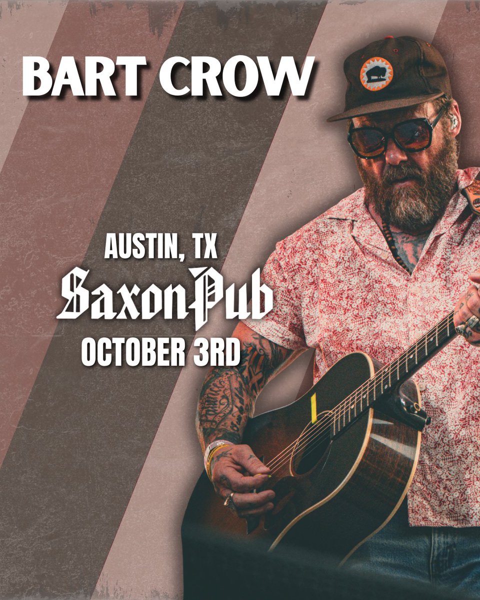 ATX! Had to come back to one of my favorite spots. See you Oct. 3rd at The Saxon Pub!

TIX: bit.ly/BC-SP25

📸IG: birdieproductions_

#bartcrow #austintx #saxonpub #indieartist #spreadlove #loveyouall #heyprettything #rollinlikeastone #livemusic #stayblessed