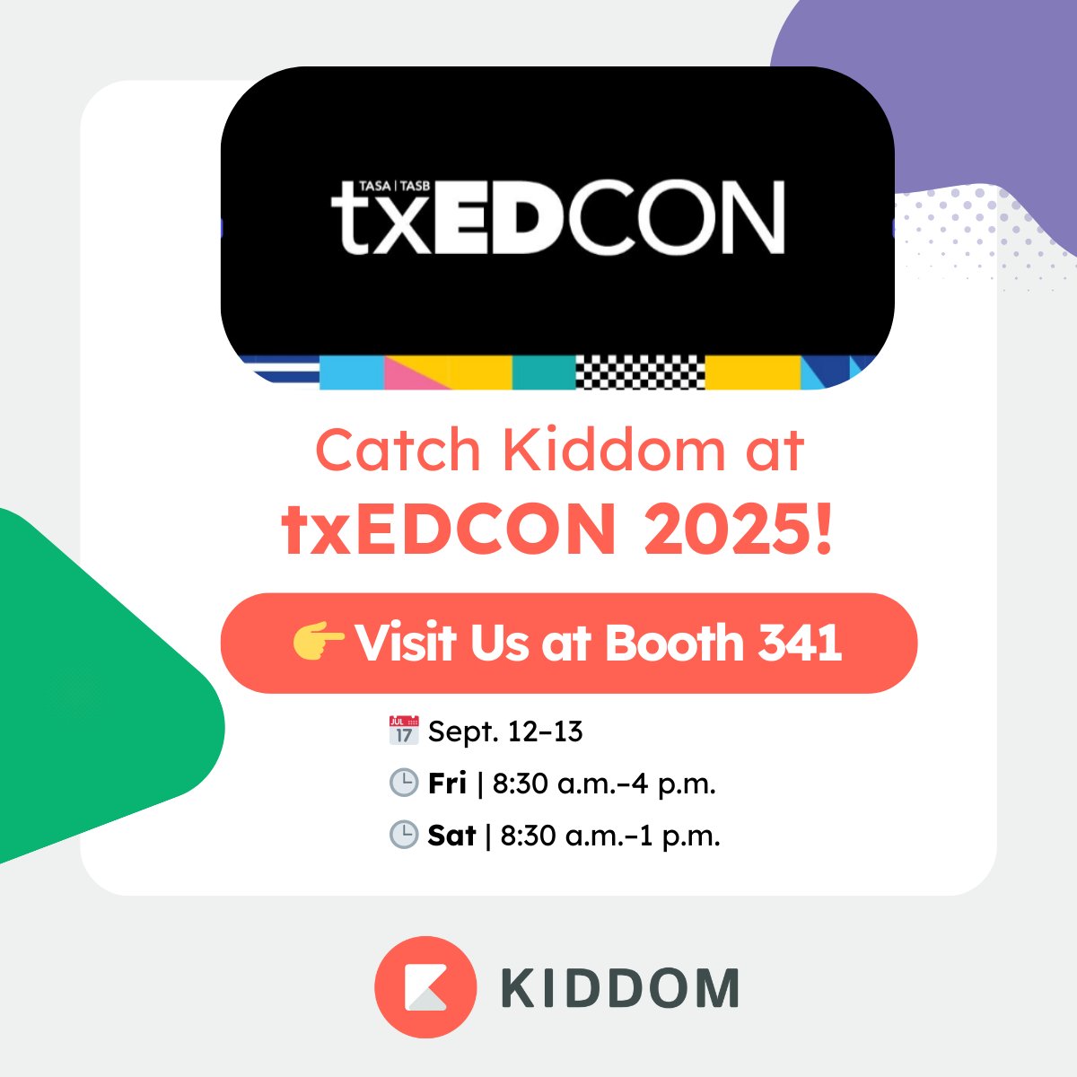 hueyhuynhed's tweet image. Next week, Kiddom (IMRA Approved) will be at txEDCON 2025! 🎉

Our Texas team will be there, joined by some special guests, to share insights on how Kiddom empowers schools and districts with curriculum, instruction, and technology all in one place.

#txEDCON #Kiddom #TASA #TASB