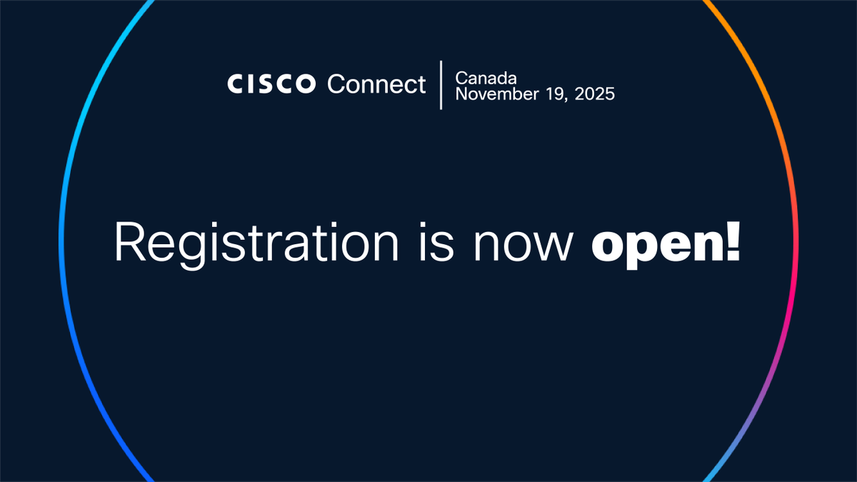 GreatGregatt's tweet photo. Register today to secure your spot at Cisco Connect Canada 2025!  Date: Wednesday, November 19th, 2025 

Inscrivez-vous dès aujourd’hui pour garantir votre participation à Cisco Connect Canada 2025 ! Date : Mercredi 19 novembre 2025 

#ciscoconnectcanada

https://t.co/a8rGfHSbDX https://t.co/CvzJV4qEoY