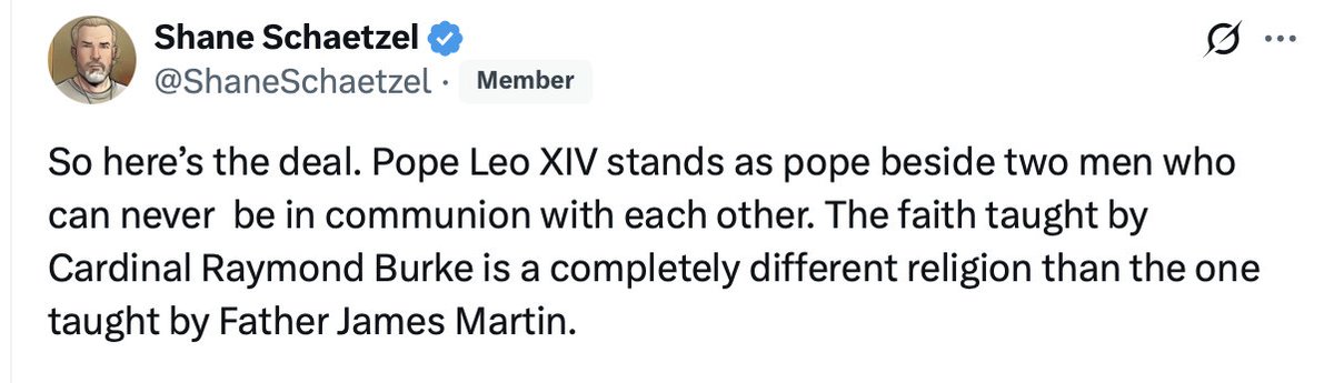 Ultimately, no they don't. Cardinal Burke and James Martin profess the false Vatican II religion and are in communion with one another because they are in communion with Leo XIV.