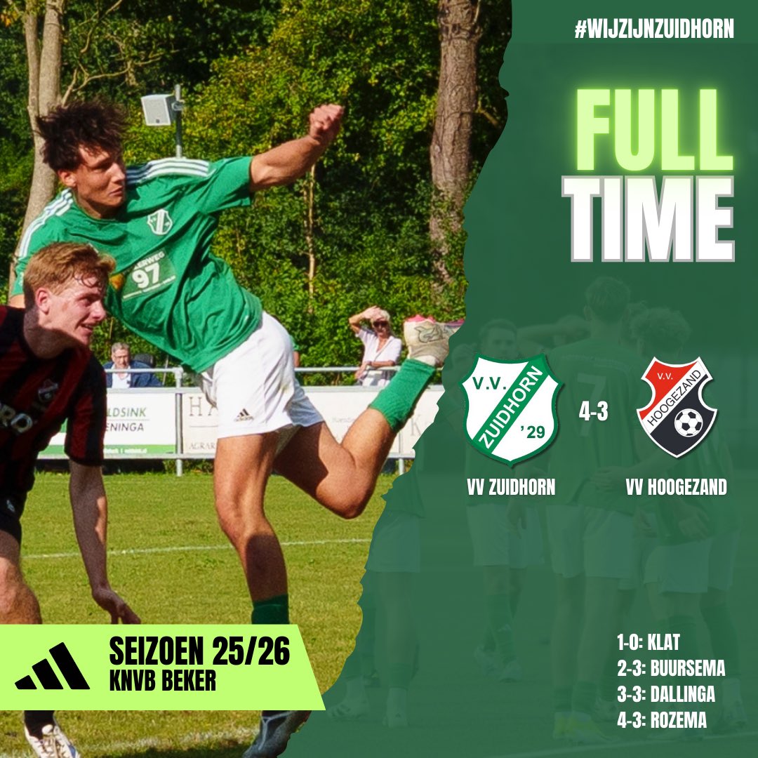 Afgelopen weekend spektakel op het J. Smit Park waar ons eerste elftal de eerste bekerwedstrijd wist te winnen van vv Hoogezand. Rozema was de matchwinner met de winnende treffer in de 91e minuut. #wijzijnzuidhorn