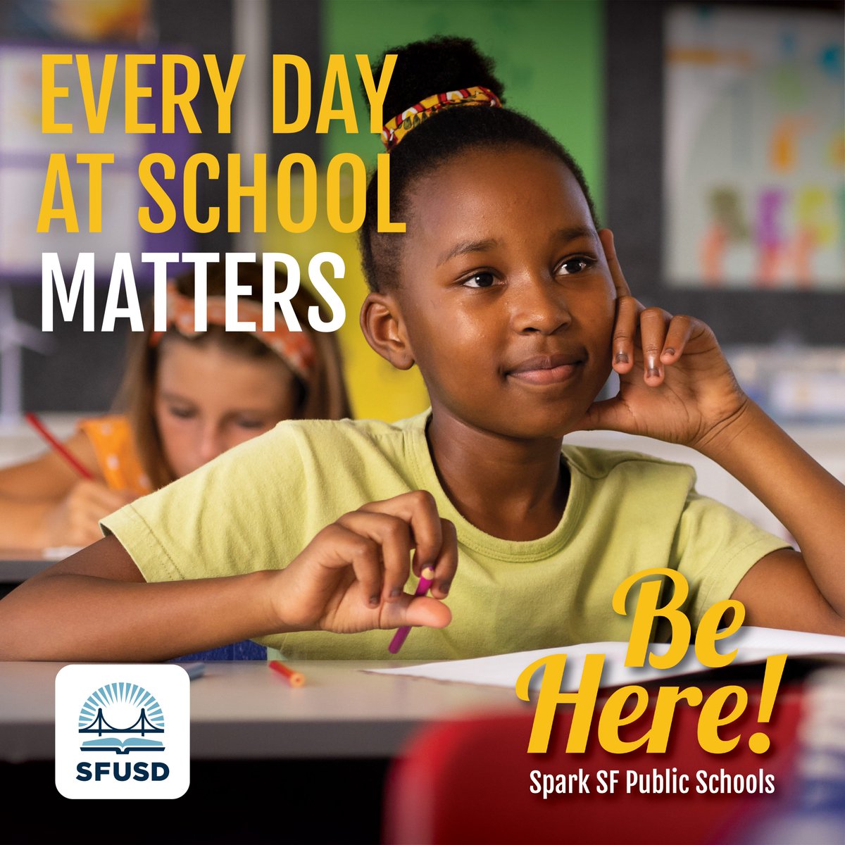 Missing just 2 days of school a month adds up to 10% of the year: that’s chronic absence, and it impacts learning and staying on track. 

School attendance builds the foundation for lifelong learning, and helps set young people up for success. Learn more: sparksfpublicschools.org/behere