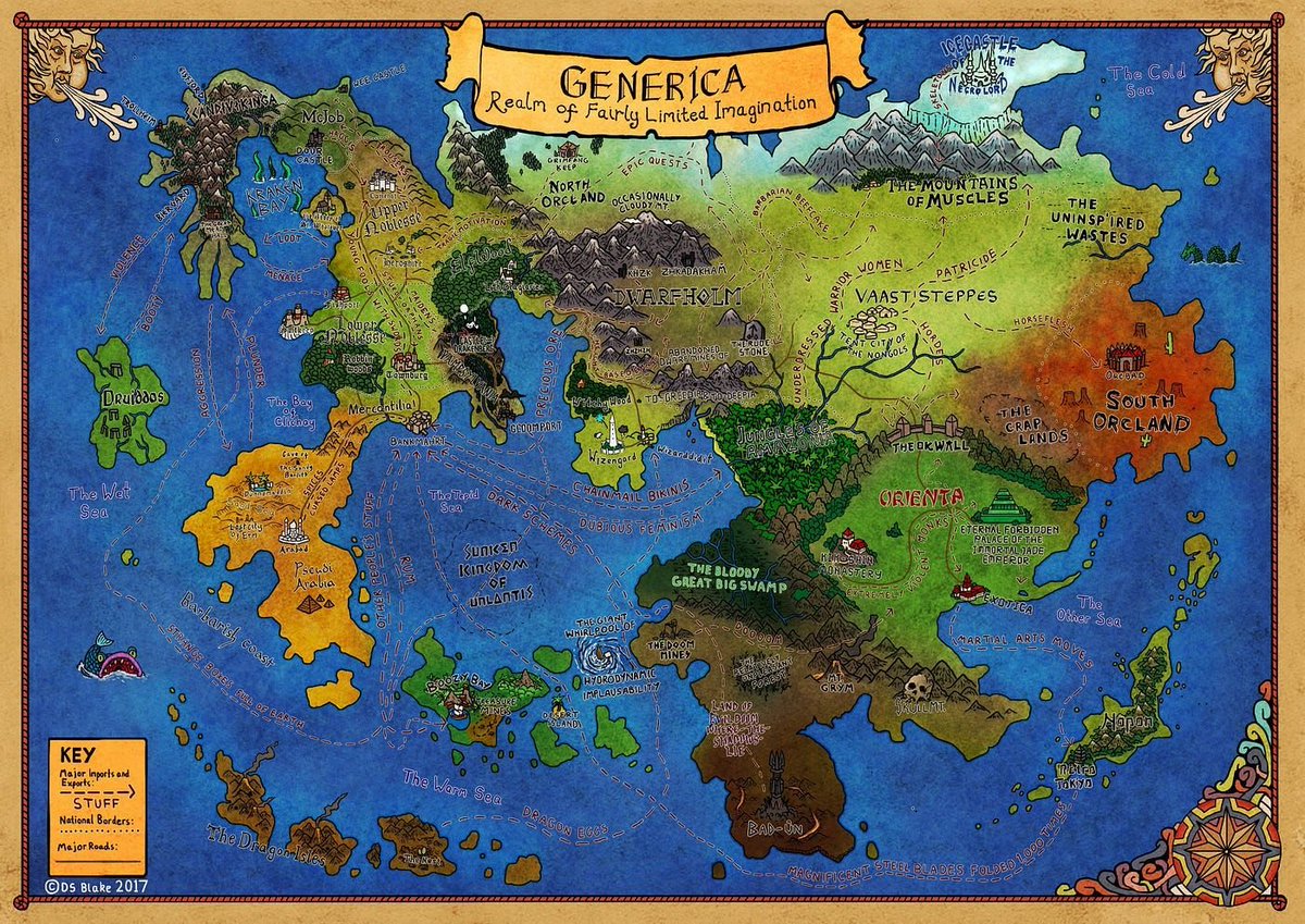 This was intended as mockery, but it is better than 92% of all RPG world maps. Clear call to adventure on every single inch.