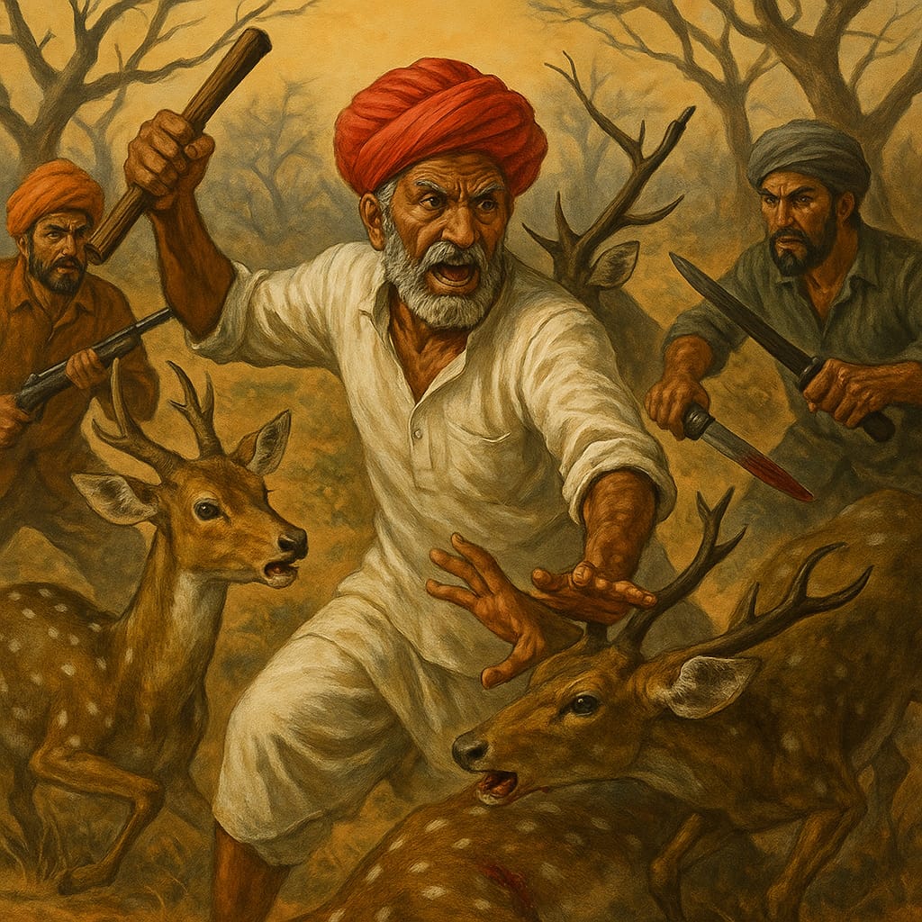 हिरणों को बचाने के लिए शिकारियों से लड़ने वाले खेत सिंह भाटी को न्याय दिलाने के लिए कौन कौन लिख रहा है.... ?
पर्यावरण प्रेमी आवाज उठाएं...
खैर ! थार के ठग वोटबैंक के चक्कर मे न्याय के लिए लड़ नही पाएंगे... 
#डाँगरी_चलो
