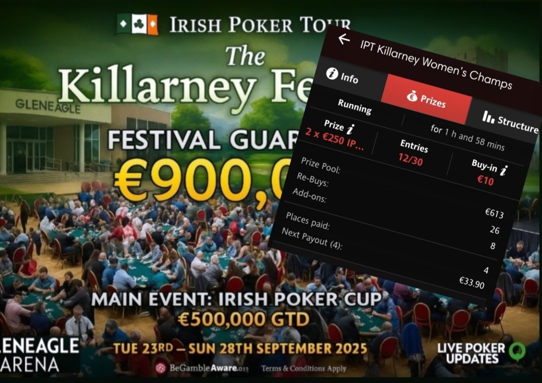 Every year, Killarney has this way of pulling players in—locals, grinders, first-timers, and dreamers—and this time, the energy feels bigger than ever. 👇
livepokerupdates.com/info-post/the-…

#LivePokerUpdates #IrishPokertour #killarneypokerfestival #womenspoker