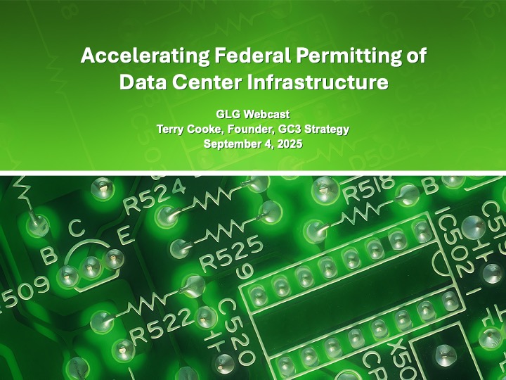 Join tomorrow morning's webinar, sponsored by Gerson Lehman Group, as my complimentary guest. The topic is U.S. Federal Permitting of AI Data Centers and Competition with China.

Date/Time: Thursday, Sept 4th from 10:00-11:00 am EDT
Webcast link: lnkd.in/e_8ji3K9