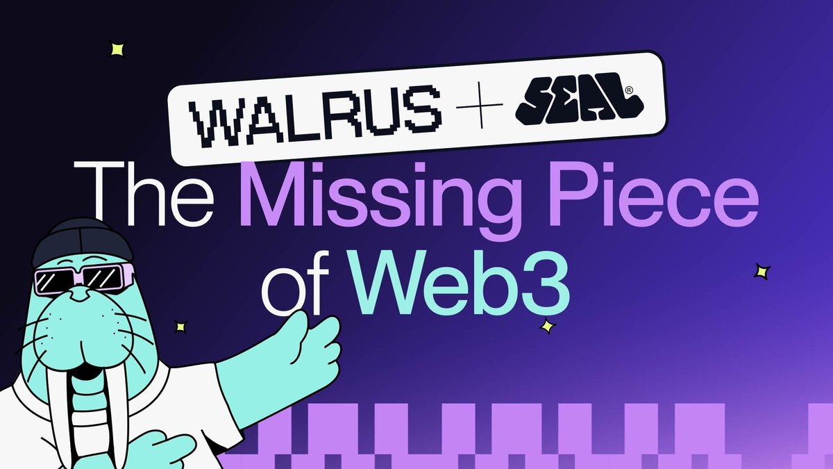 Walrus and Seal: The Missing Piece of Web3 graphic featuring a cartoon walrus