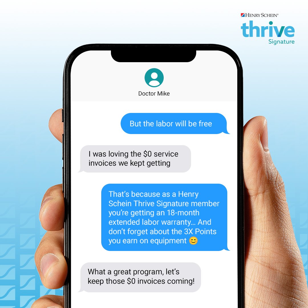 Your next $0 invoice starts here.  

Doctors are saving thousands on repairs and racking up rewards with Henry Schein Thrive Signature. 💸 

🤝 Join today and start seeing the difference: bit.ly/45Rknrj
