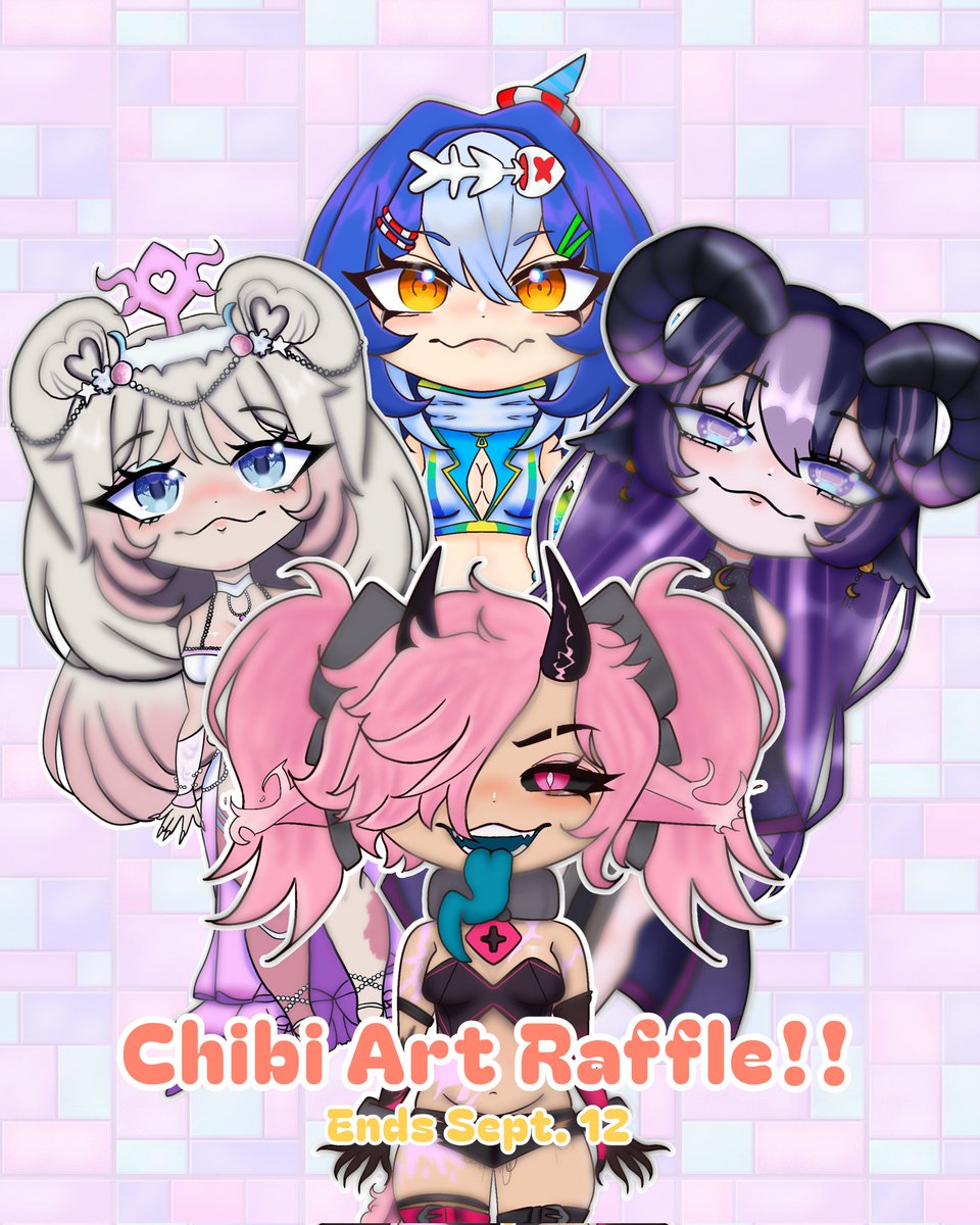 WE'RE DOING IT AGAIN, BABY!
📣!!CHIBI ART RAFFLE!!📣
We'll have  WINNERS this time!
Things to do to enter:
-Follow!
-Like!
-Repost!
-Drop your oc in comments!
It will end on Sept. 12th, and we'll be announced on TWITTER! Good luck! 😼

#Vtuber #art #artraffle