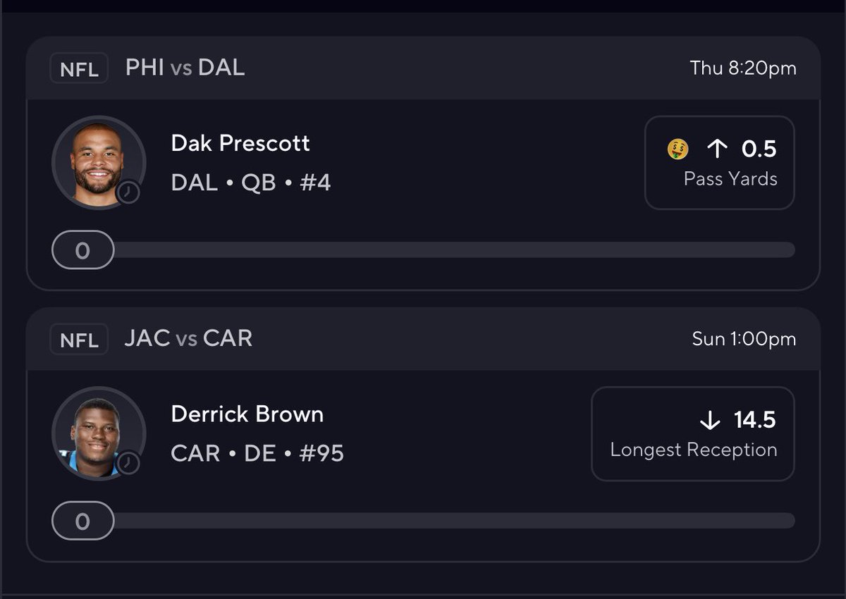 GreenDragon803's tweet image. If Derrick Brown lines up in the slot I’ll never gamble again 😂

#PrizePicks #SportCoin #Error