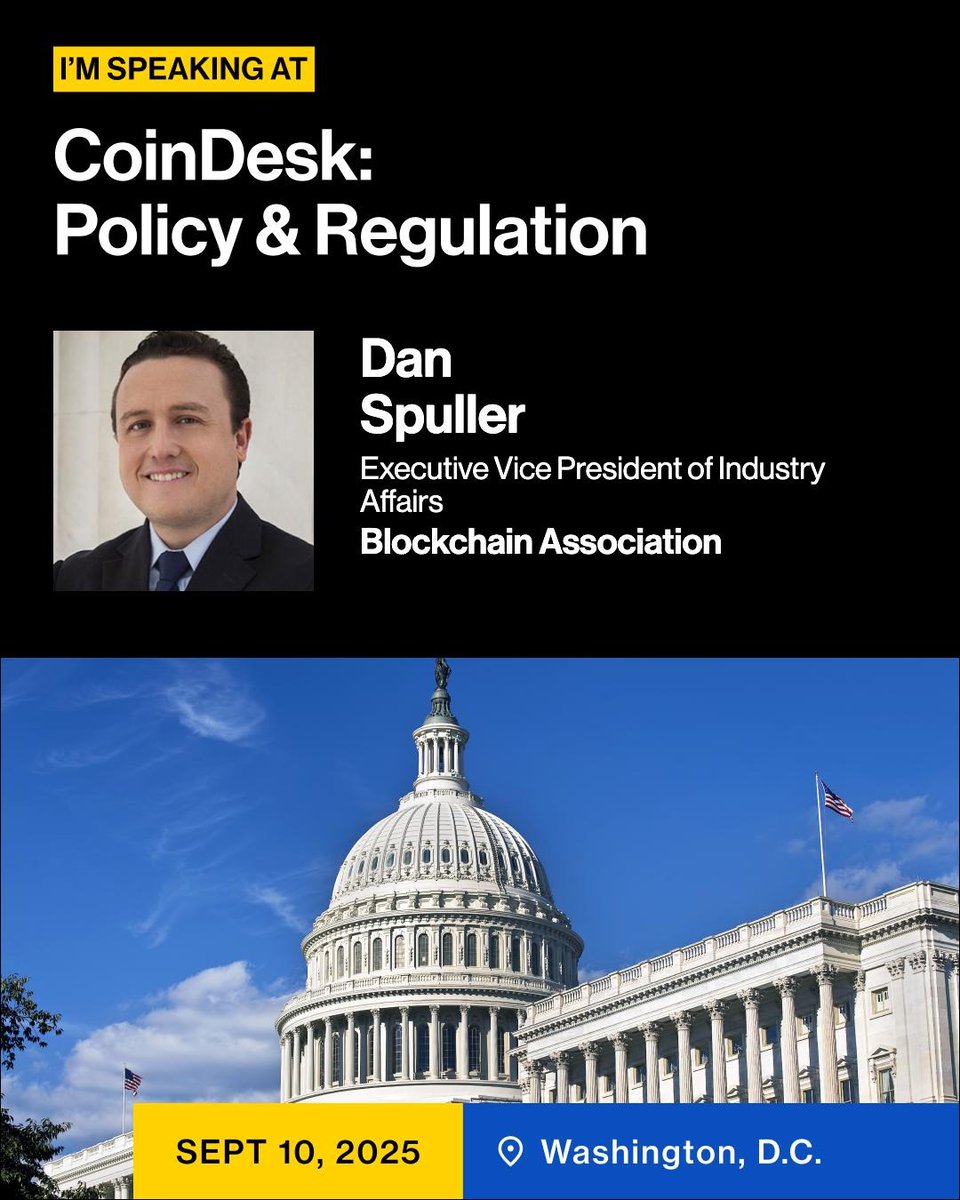 DanSpuller's tweet image. 1/ It’s almost time for #CDPolicyRegulation! I&apos;m looking forward to speaking at @CoinDesk&apos;s Policy and Regulations in D.C. on Sept. 10.

This curated D.C. event will bring together leaders from the public and private sectors for dialogue that will shape the future of digital…