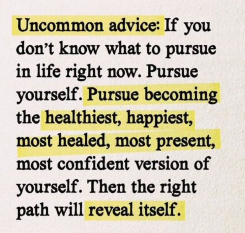 TracyJinCrypto's tweet image. Taking a quick break from #crypto today. There's a thought I've been reflecting on and wanted to share with you all:
If you don’t know what to #pursue, pursue #YOURSELF. Become the healthiest, happiest, most healed, most present, most confident version of you. Then the right path