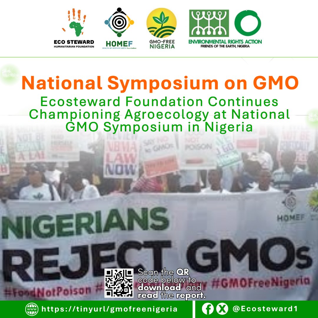On September 1, 2025, <a href="/ecosteward1/">Eco Steward Foundation</a>  joined <a href="/Health_Earth/">Health of M Earth</a>, farmers and civil society groups at the National Symposium on GMOs in Abuja to advocate for #foodsovereignty and sustainable farming practices.

Read our full article here: tinyurl.com/gmofreenigeria

#GMOFreeNigeria