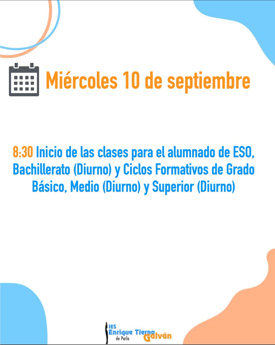 Para el alumnado de ESO, Bachillerato y Ciclos Formativos del turno diurno: