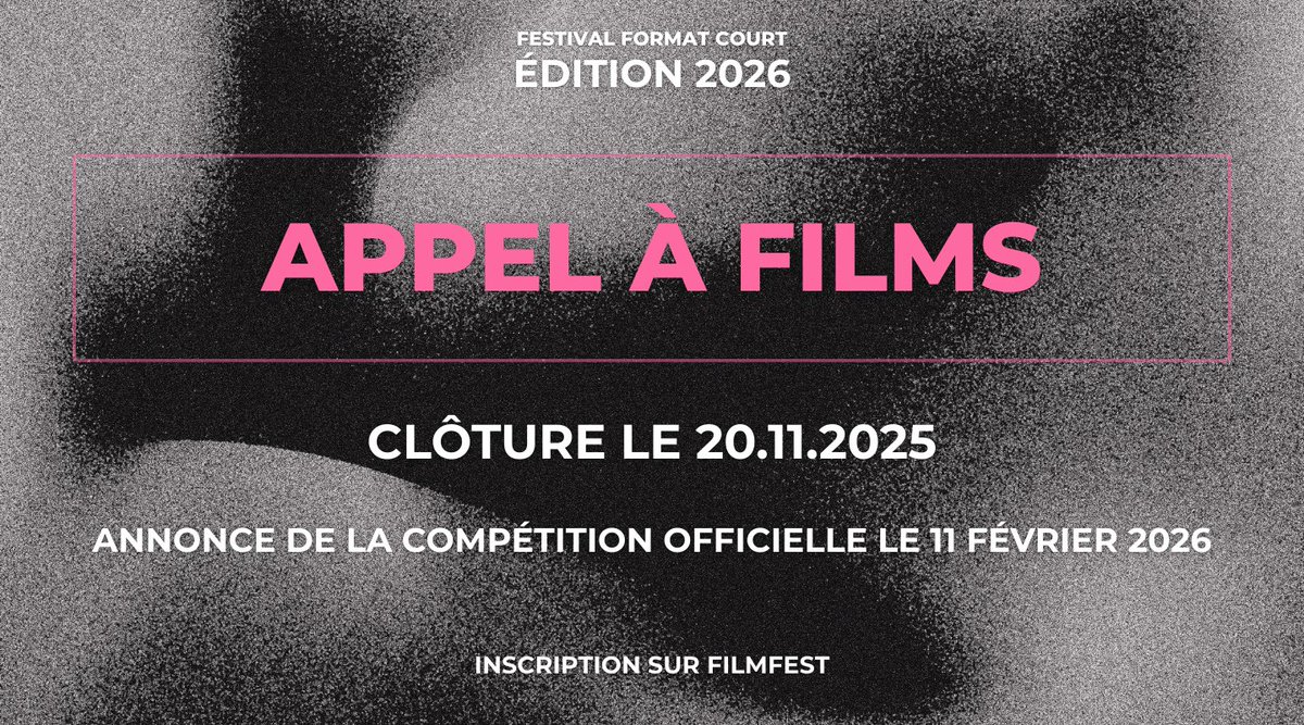 📣 La 7ème édition de notre festival aura lieu du 8 au dimanche 12 avril 2026 au Studio des Ursulines (Paris, 5). Envoyez-nous vos films avant le jeudi 20 novembre ! : formatcourt.com/2025/09/festiv…