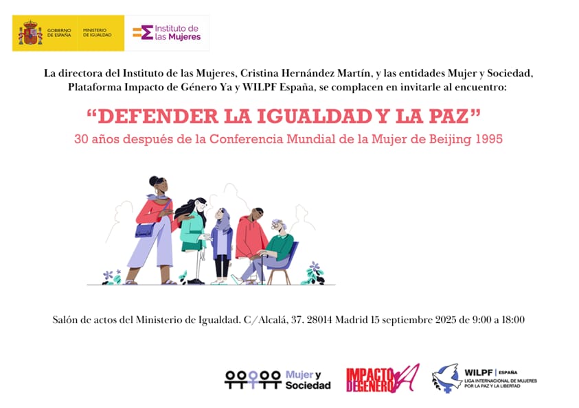 MujerysociedadA's tweet image. 📢 *Defender la Igualdad y la Paz*
👉En un contexto  belicista y desigual, Encuentro para la debatir sobre paz, con sociedad civil, feministas, expertas, instituciones. 
📆 *15  septiembre*
🏰 Ministerio d Igualdad
👉 *Inscripción forma.administracionelectronica.gob.es/form/open/corp…

#Beijing30 #NoAlaGuerra