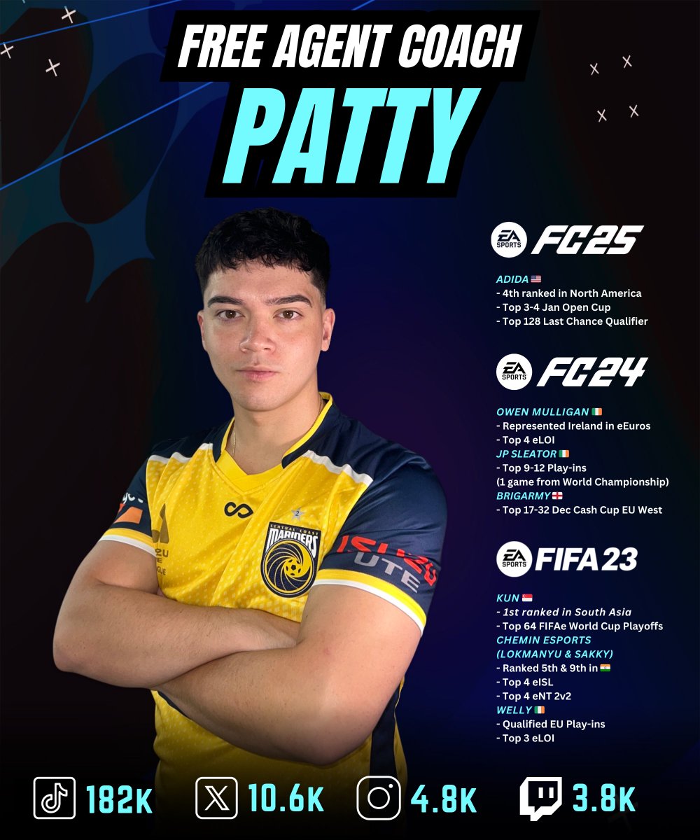 🚨 FREE AGENT COACH 🚨

I am looking for new coaching / analyst opportunities for FC26.

Ideally a long term project where we can begin preparation from the very start of the game.

DM or email pattyaufifa@gmail.com

Retweets appreciated 🫶🏼